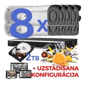 8 IP kameru novērošanas sistēma ar uzstādīšanu